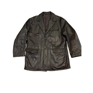 Bullock & Jones Dark Brown Leather Jacket Made In Italy Men's 54 US 44 XL